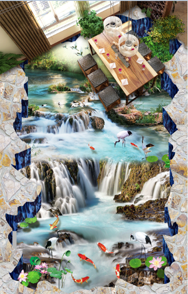 3D Lake Scenery Floor Mural Wallpaper AJ Wallpaper 2