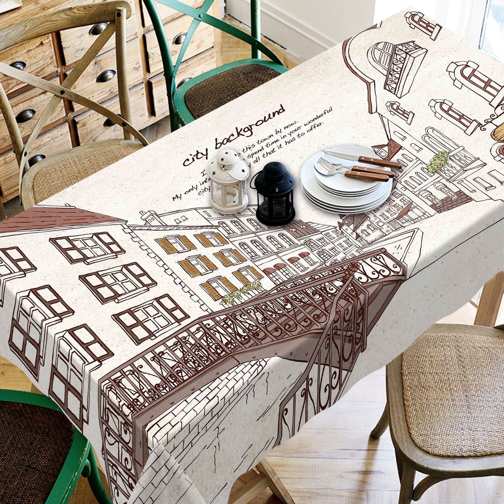 3D City Hand Painting 127 Tablecloths Wallpaper AJ Wallpaper