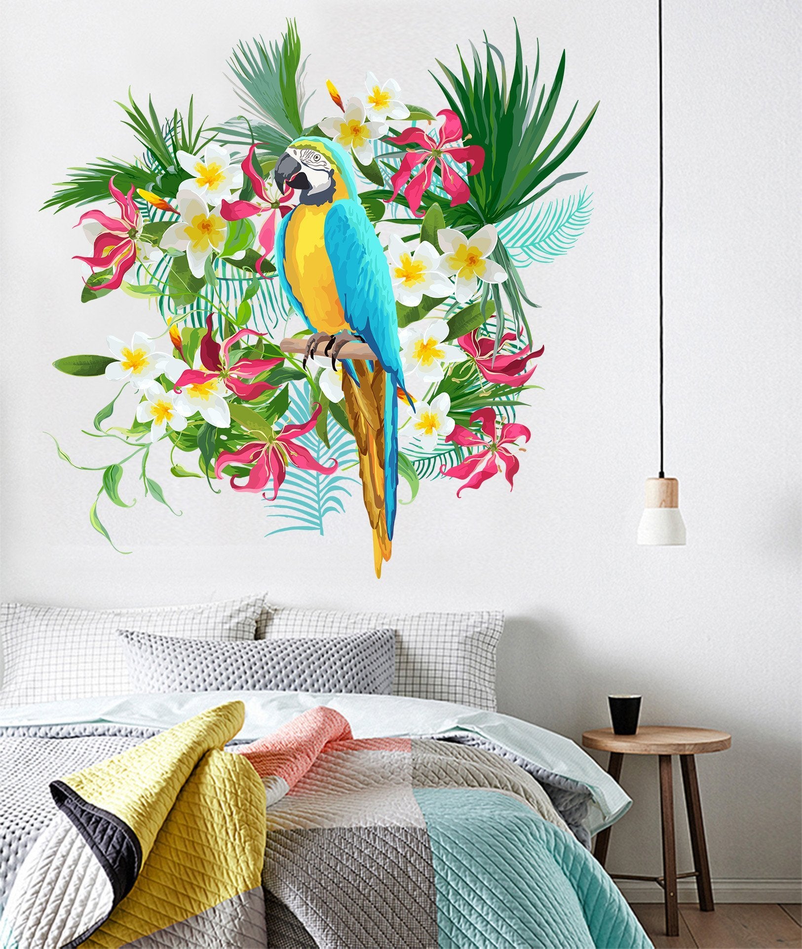 3D Parrot Flower 003 Wall Stickers Wallpaper AJ Wallpaper