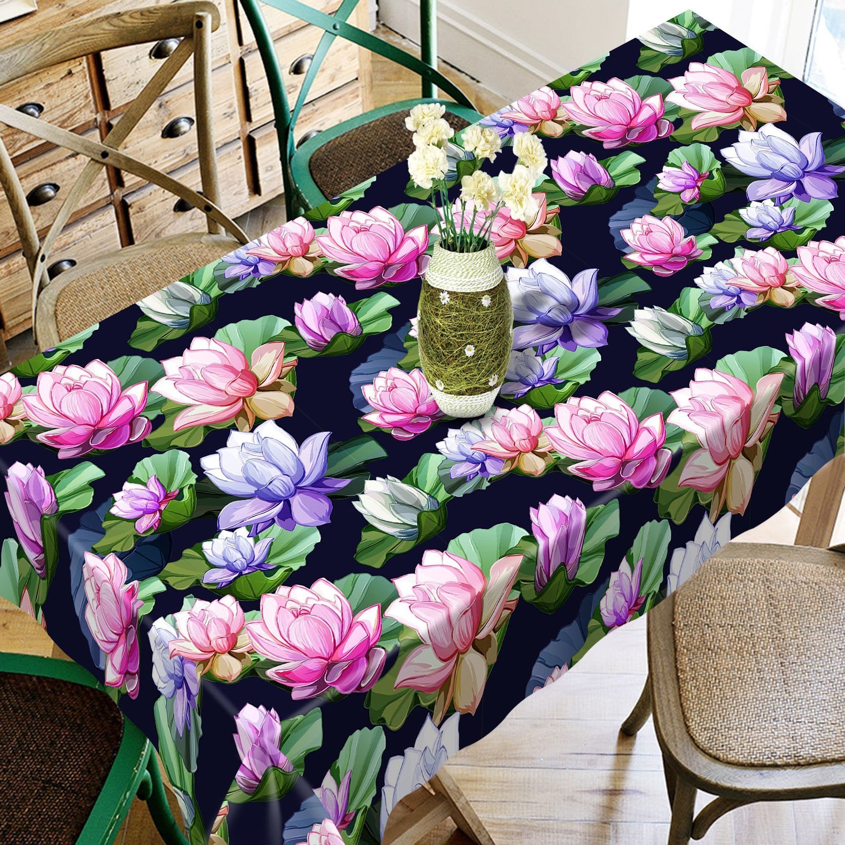 3D Lotus Flowers 645 Tablecloths Wallpaper AJ Wallpaper