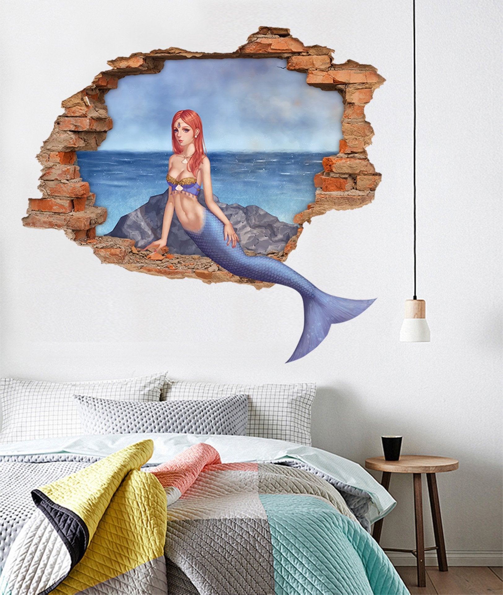 3D Pretty Elegant Mermaid 62 Broken Wall Murals Wallpaper AJ Wallpaper