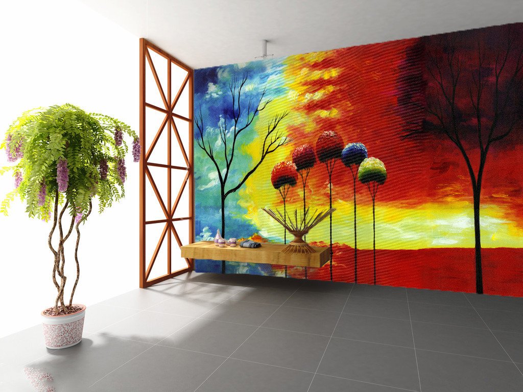 Trees Painting Wallpaper AJ Wallpaper