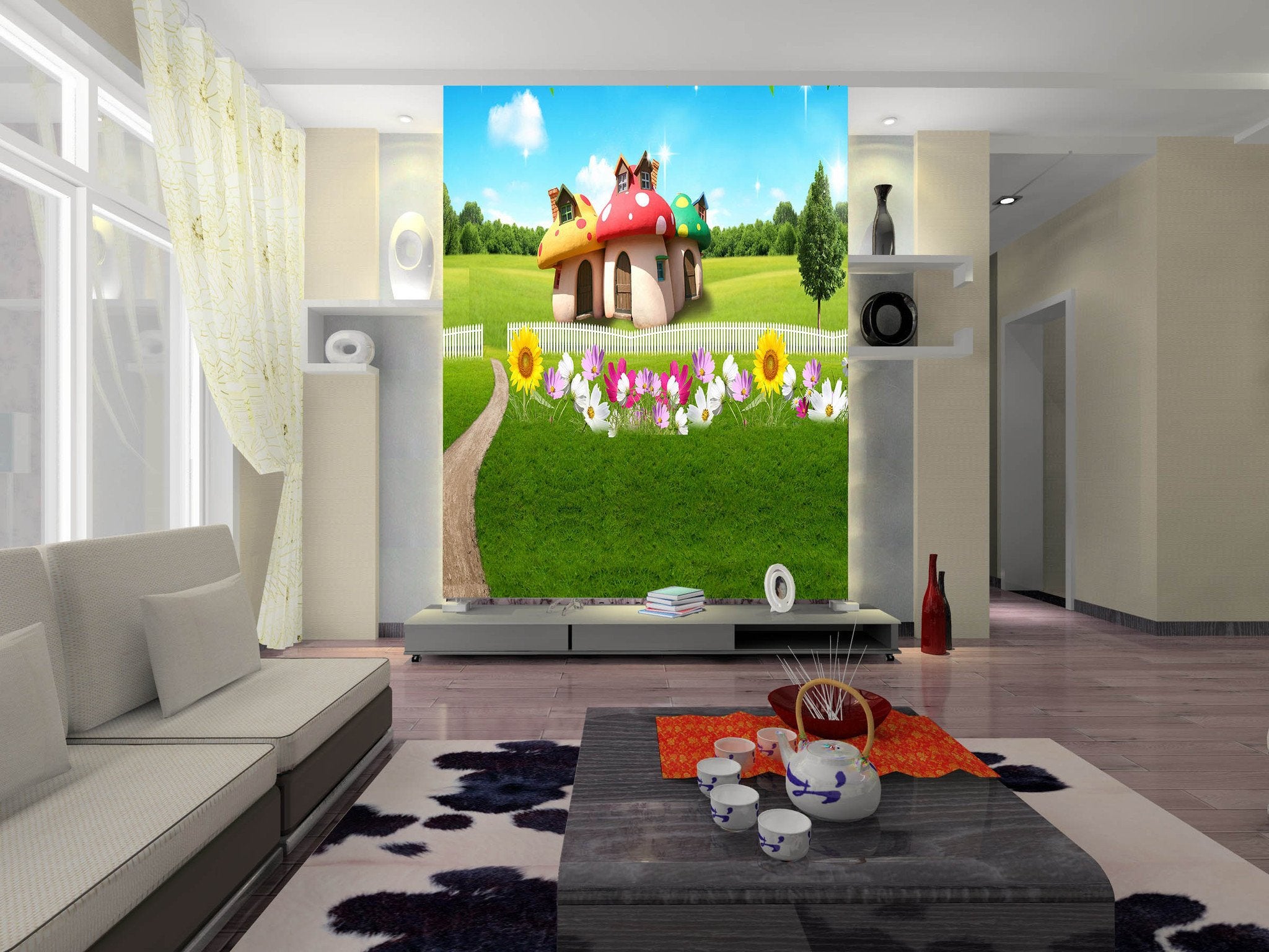 Lawn Mushroom Houses Wallpaper AJ Wallpaper