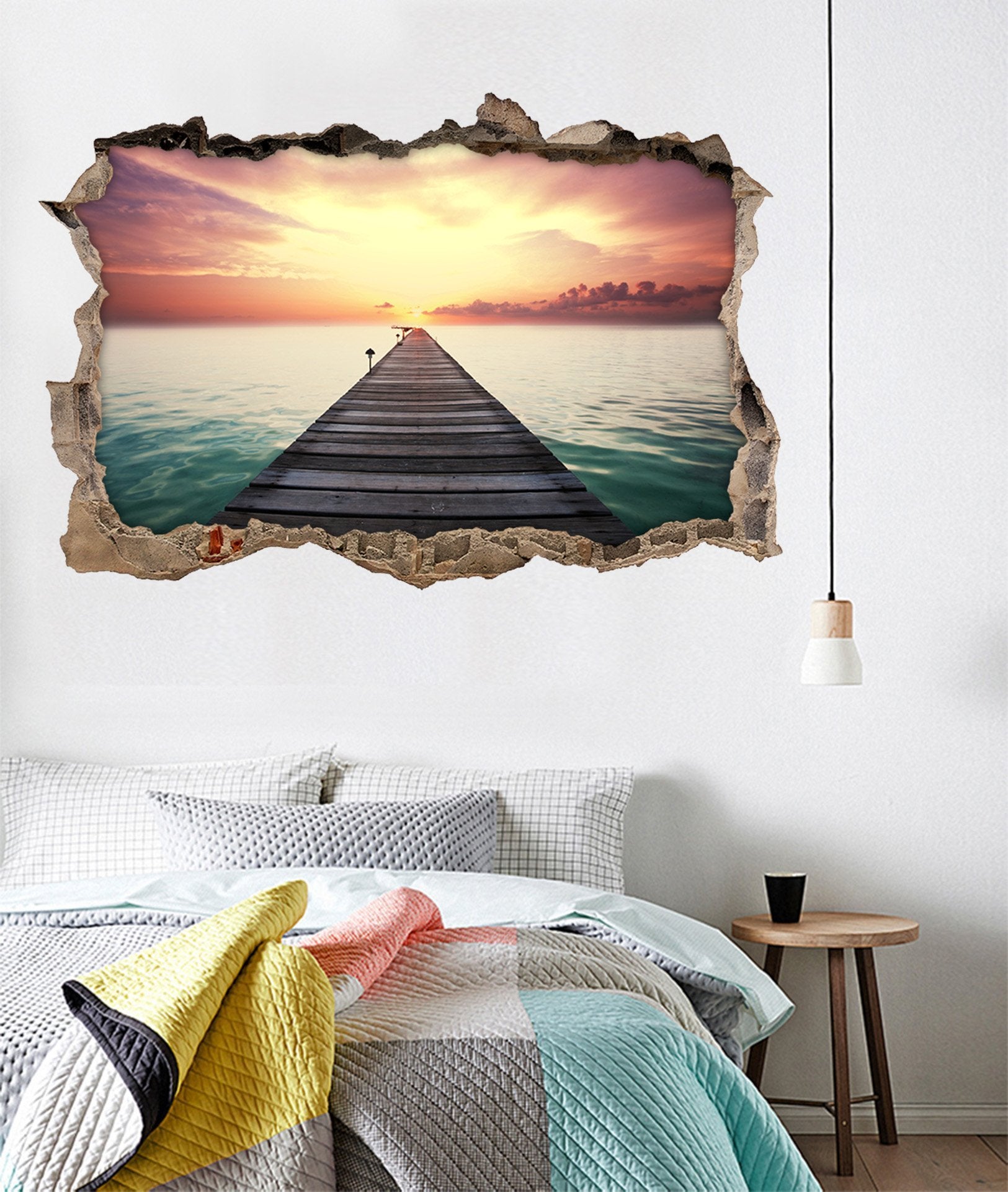 3D Sea Long Corridor 073 Broken Wall Murals Wallpaper AJ Wallpaper