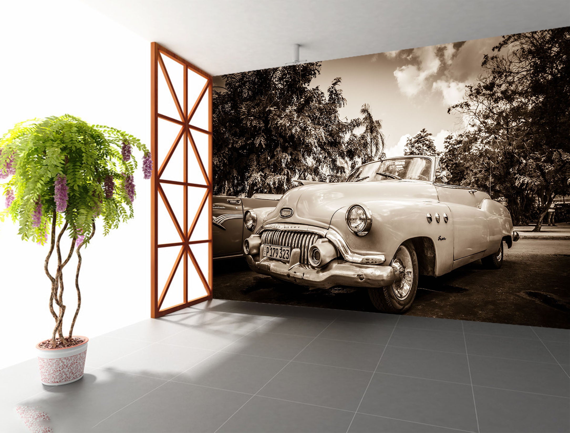 3D Park Convertible 353 Vehicle Wall Murals