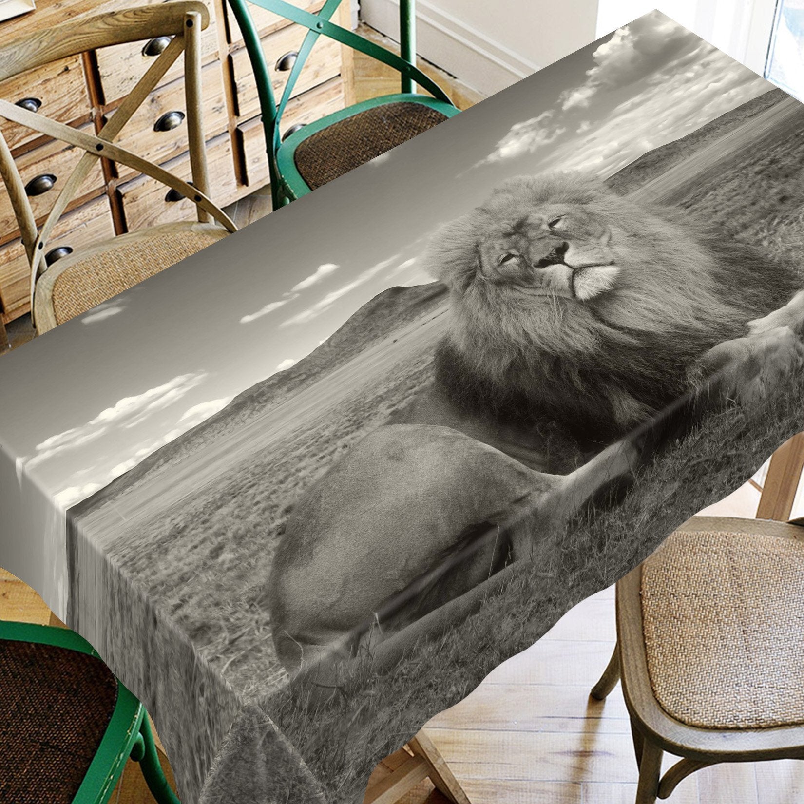 3D Lawn Lion 534 Tablecloths Wallpaper AJ Wallpaper