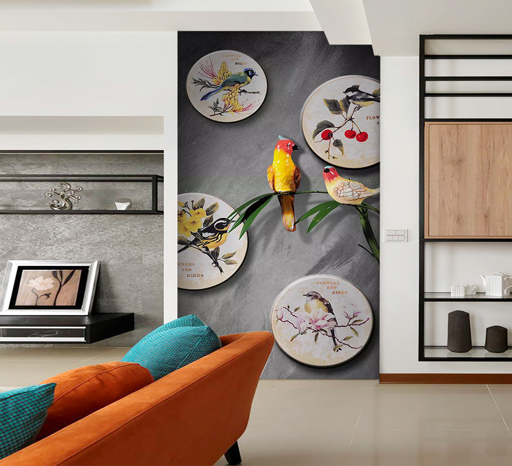 3D Magpie Plate WC852 Wall Murals