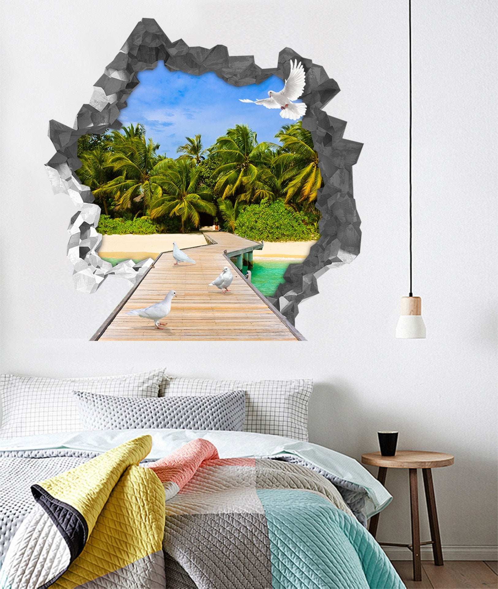 3D Beach Scenery 194 Broken Wall Murals Wallpaper AJ Wallpaper