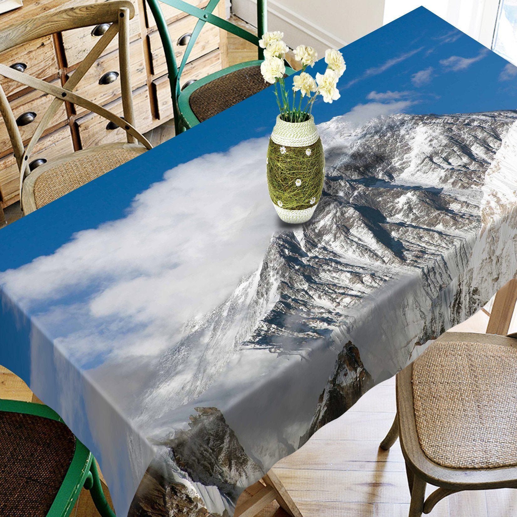 3D Mountain Peak Clouds 634 Tablecloths Wallpaper AJ Wallpaper