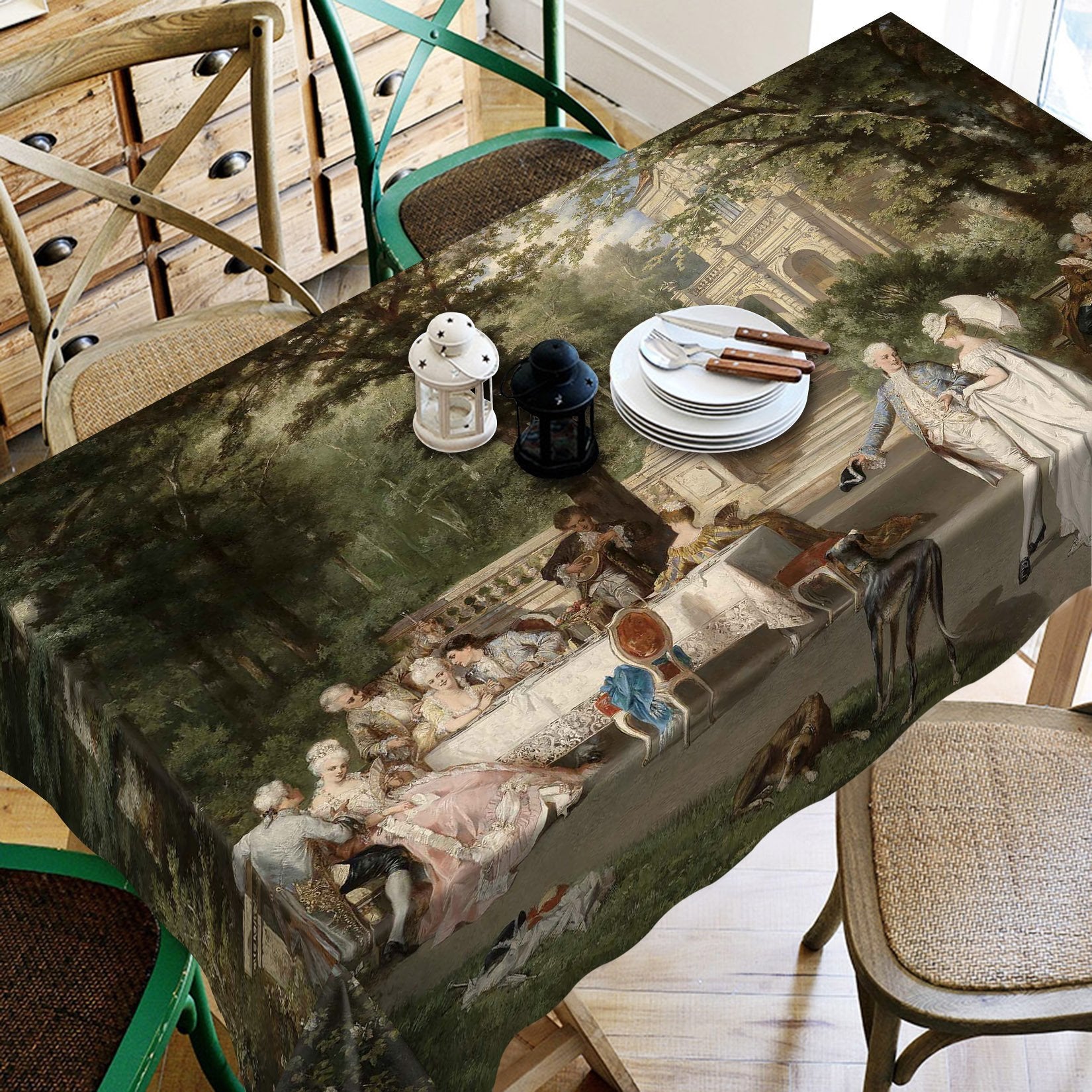 3D Outdoor Party Oil Painting 304 Tablecloths Wallpaper AJ Wallpaper