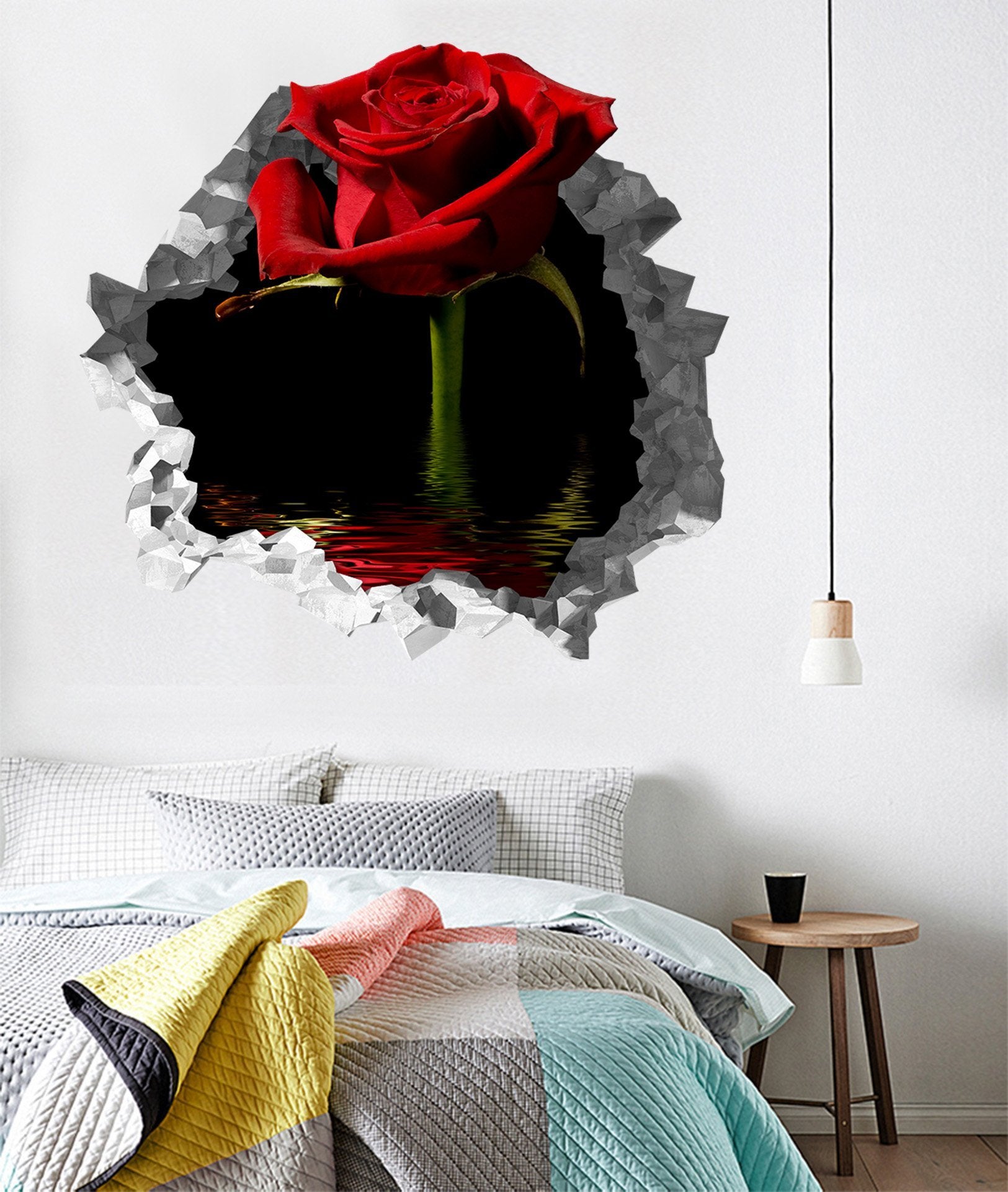 3D Nice Red Rose 202 Broken Wall Murals Wallpaper AJ Wallpaper