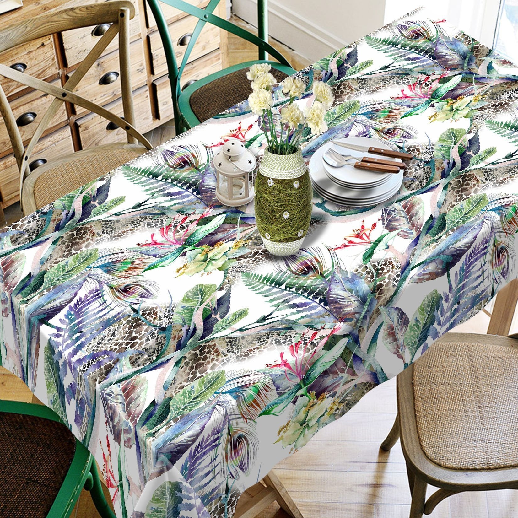 3D Leaves Feathers 337 Tablecloths Wallpaper AJ Wallpaper