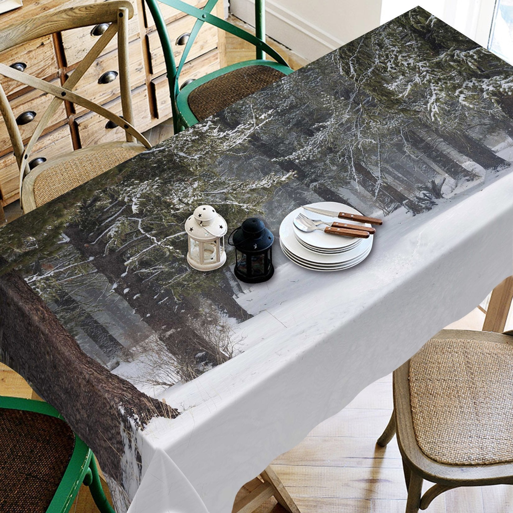 3D Snow Covered Forest 461 Tablecloths Wallpaper AJ Wallpaper