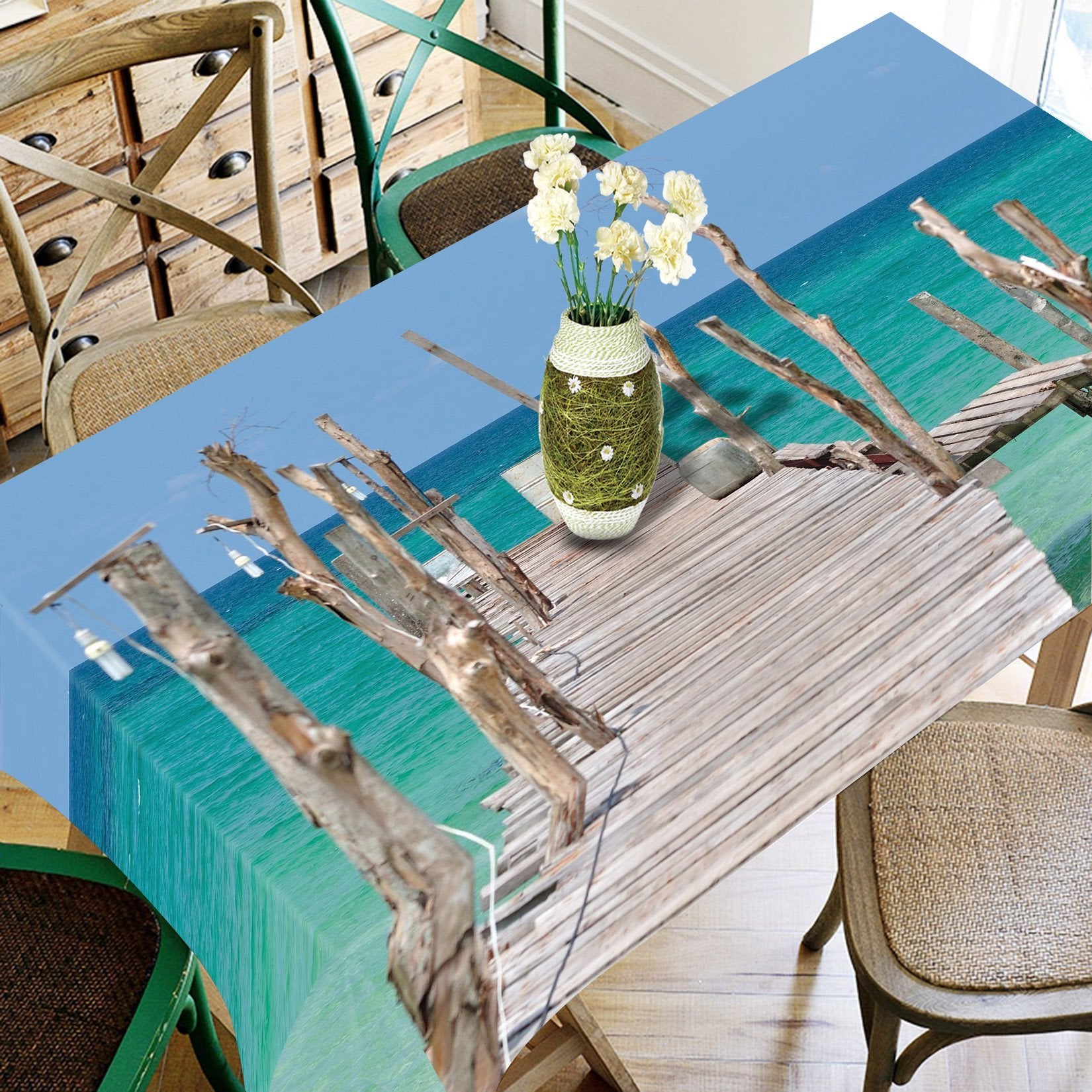 3D Sea Wood Bridge 842 Tablecloths Wallpaper AJ Wallpaper