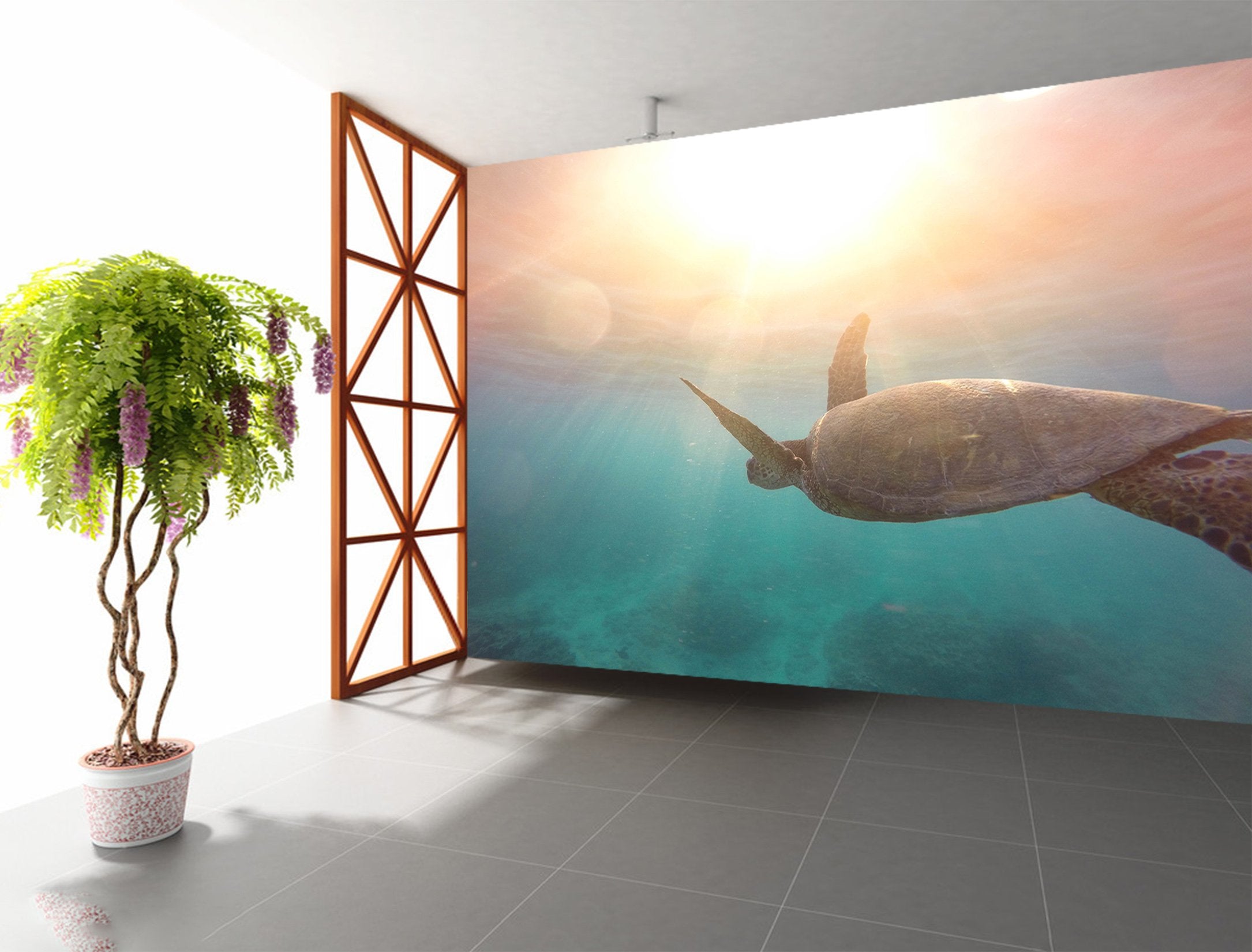 3D Swimming Turtle 227 Wallpaper AJ Wallpaper