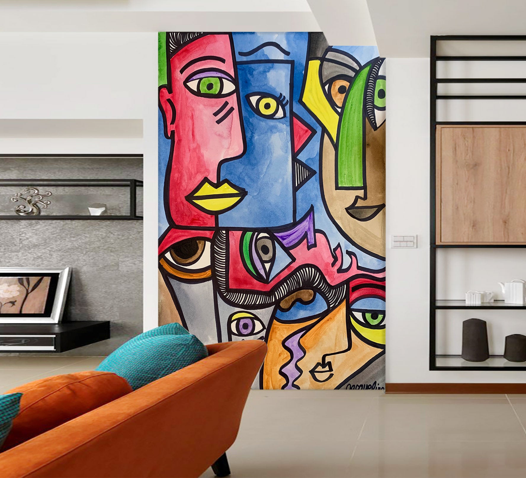 3D Abstract Caricature 1285 Jacqueline Reynoso Wall Mural Wall Murals