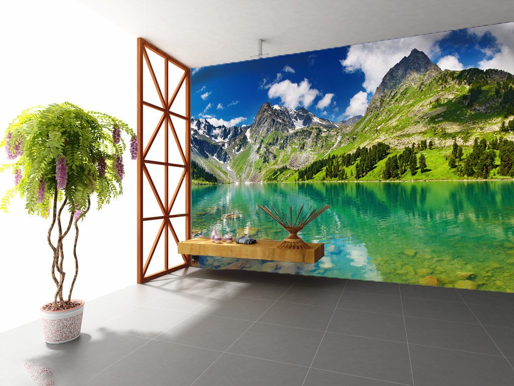 Alpine Lake Wallpaper AJ Wallpaper