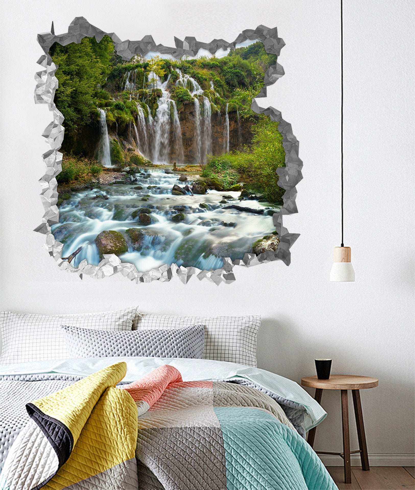 3D Waterfalls River 186 Broken Wall Murals Wallpaper AJ Wallpaper