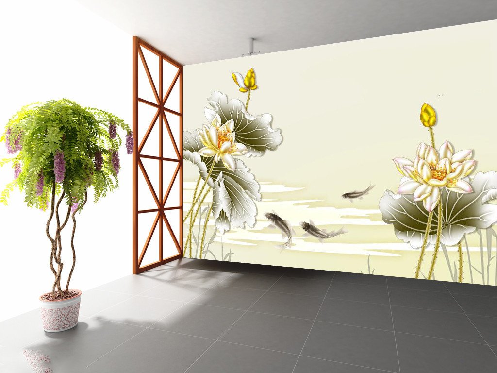 Carp and Lotus 564 Wallpaper AJ Wallpaper 1