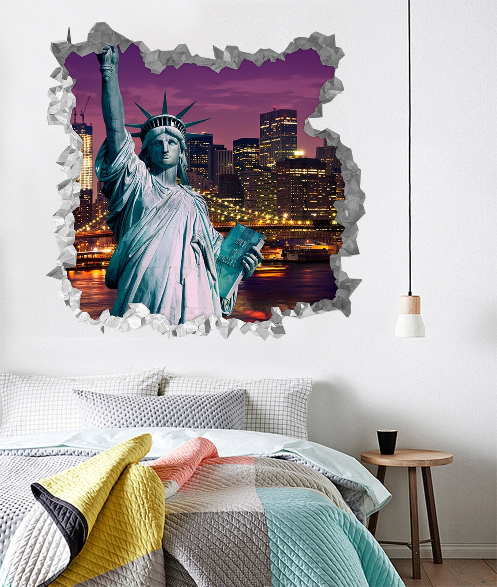 3D New York Liberty Statue 201 Broken Wall Murals Wallpaper AJ Wallpaper