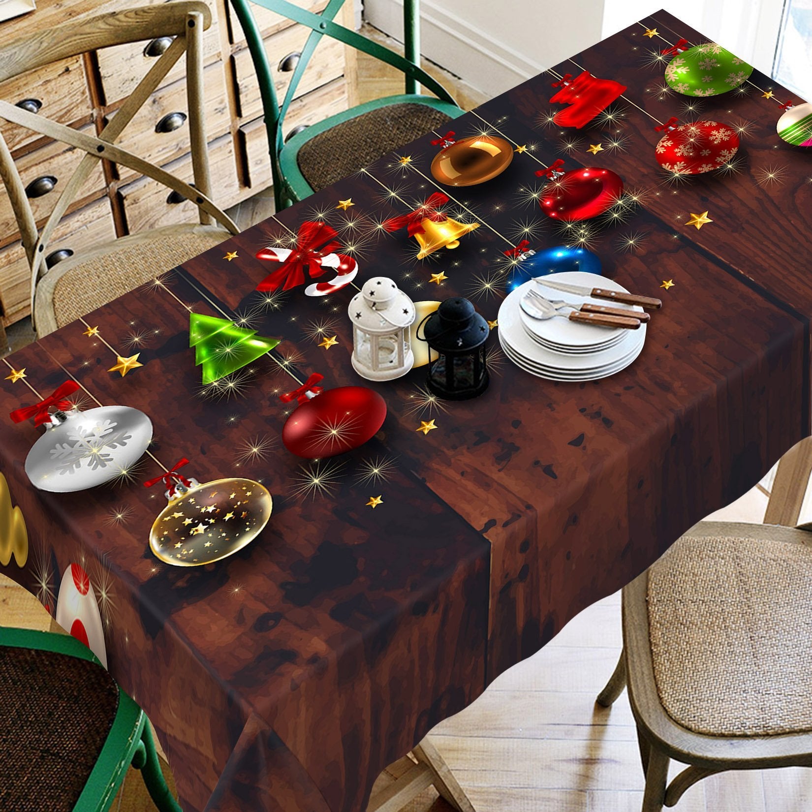 3D Shiny Ball Ornaments 42 Tablecloths Tablecloths AJ Creativity Home