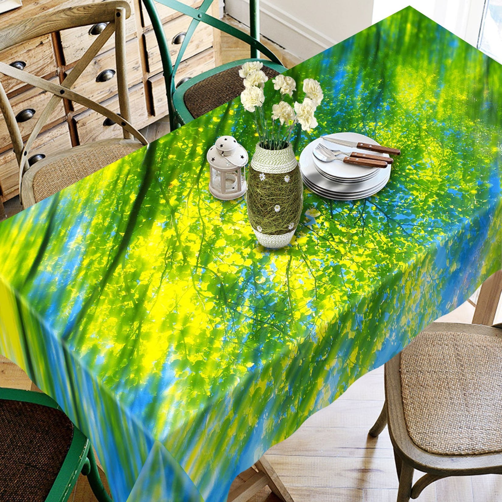 3D Green Branches 384 Tablecloths Wallpaper AJ Wallpaper