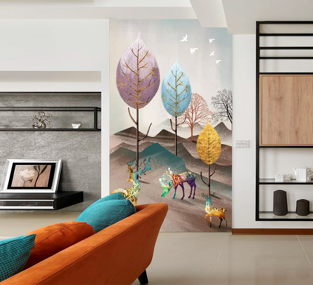 3D Purple Fawn WC850 Wall Murals