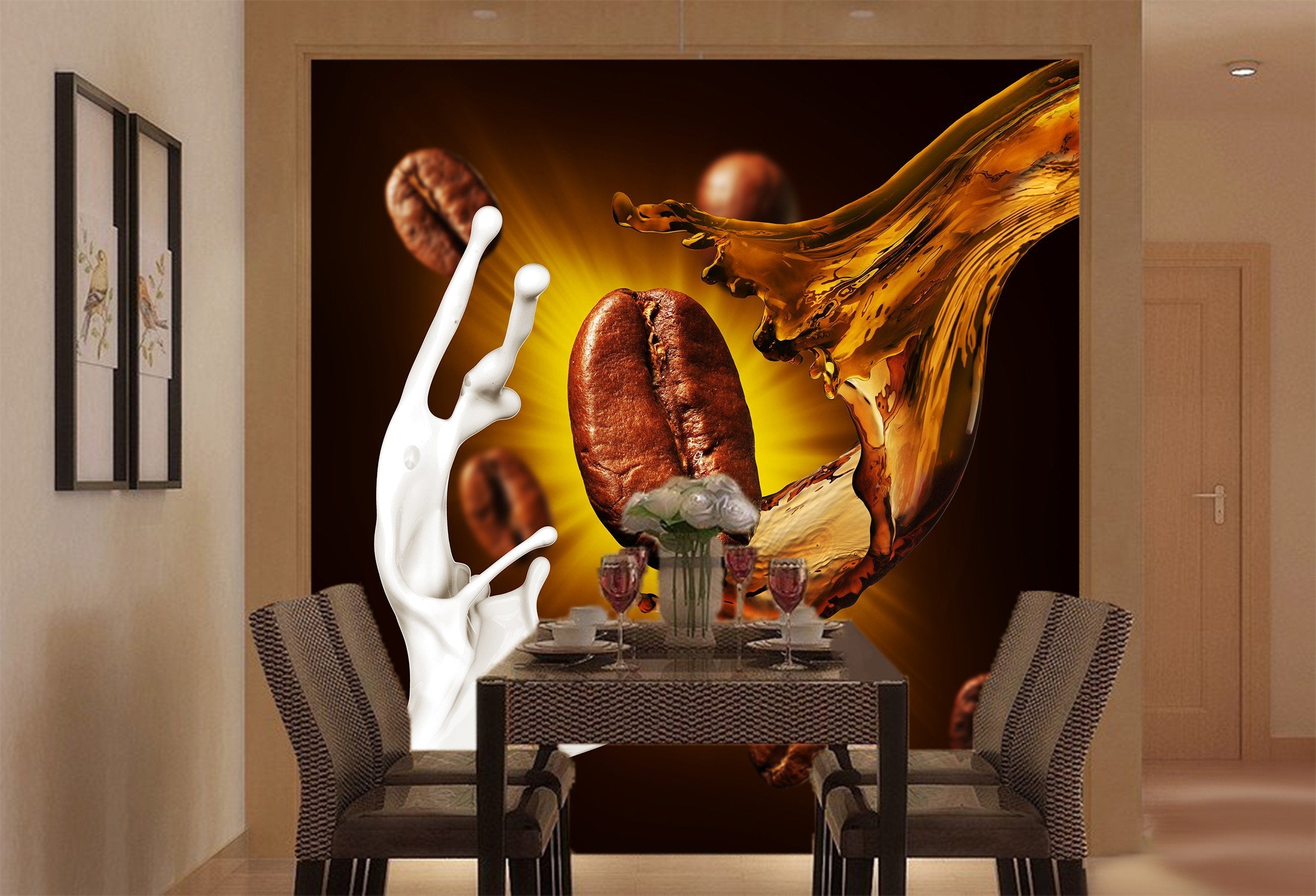 3D Coffee Bean Milk 087 Wallpaper AJ Wallpaper