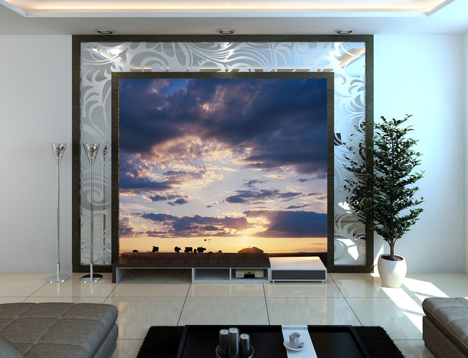 Pasture Sunset Wallpaper AJ Wallpaper