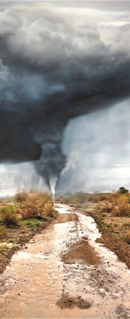 3D grassland tornado door mural Wallpaper AJ Wallpaper