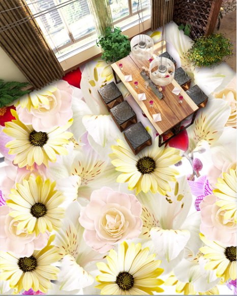 3D Fresh Blossoms Floor Mural Wallpaper AJ Wallpaper 2