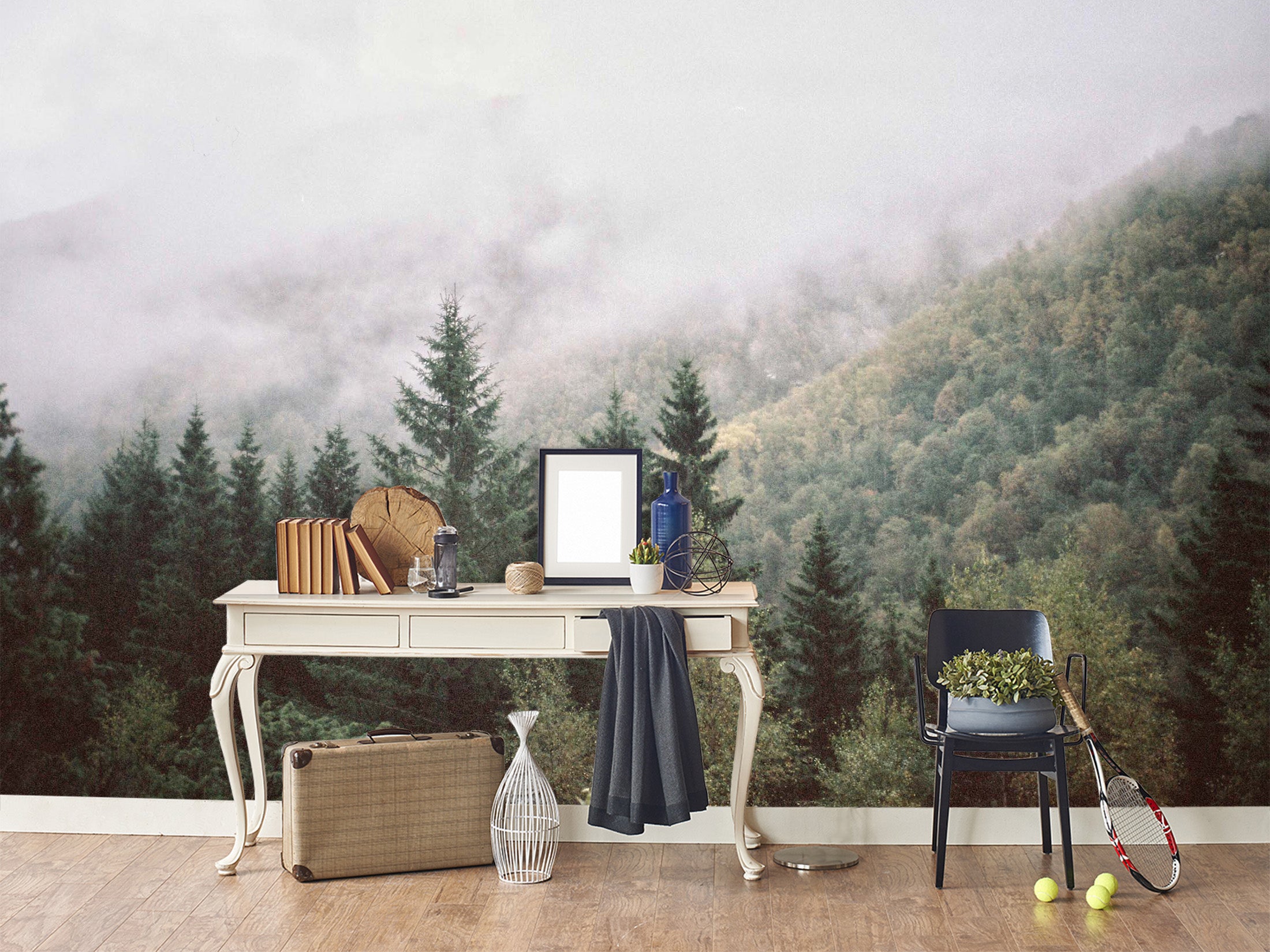 3D Morning Fog Forest 112 Wall Murals