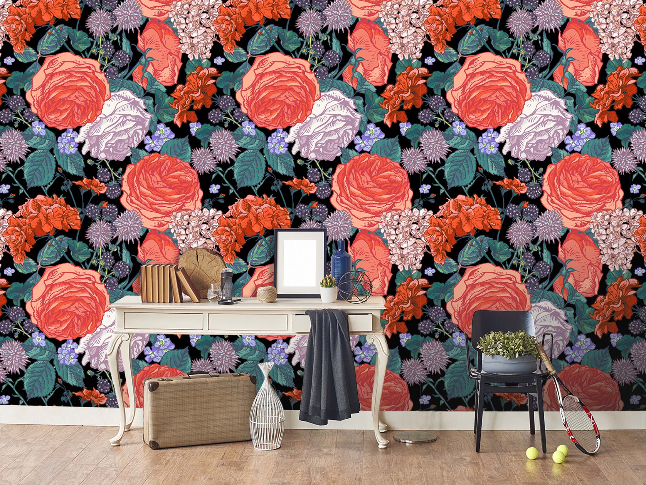 3D Red Peony Flower 54 Wall Murals