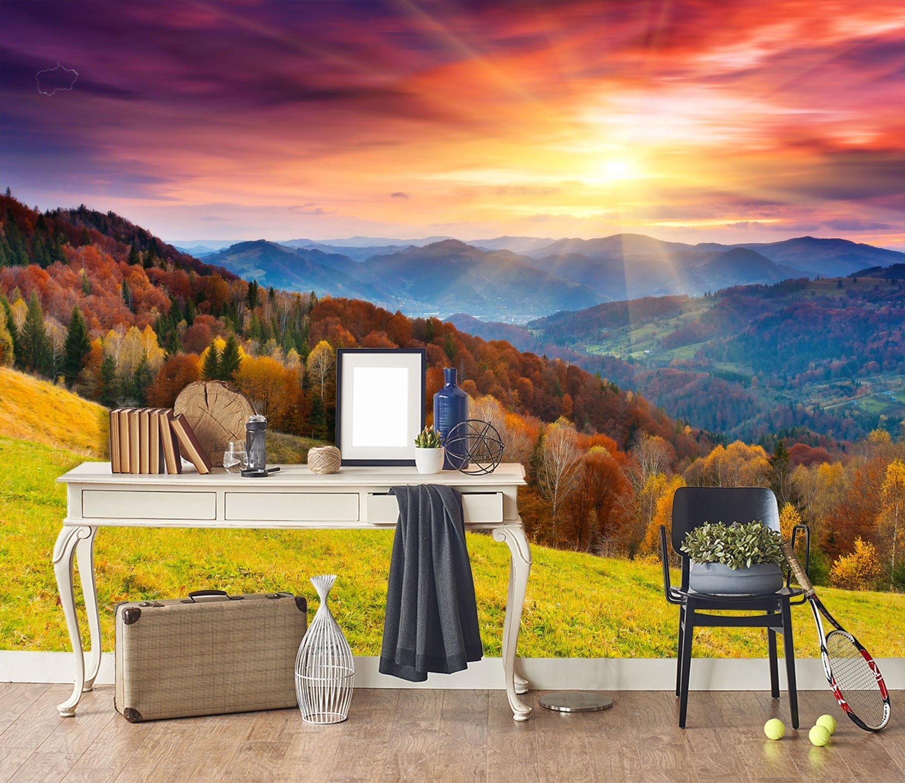 3D Sunset Forest 113 Wall Murals Wallpaper AJ Wallpaper 2