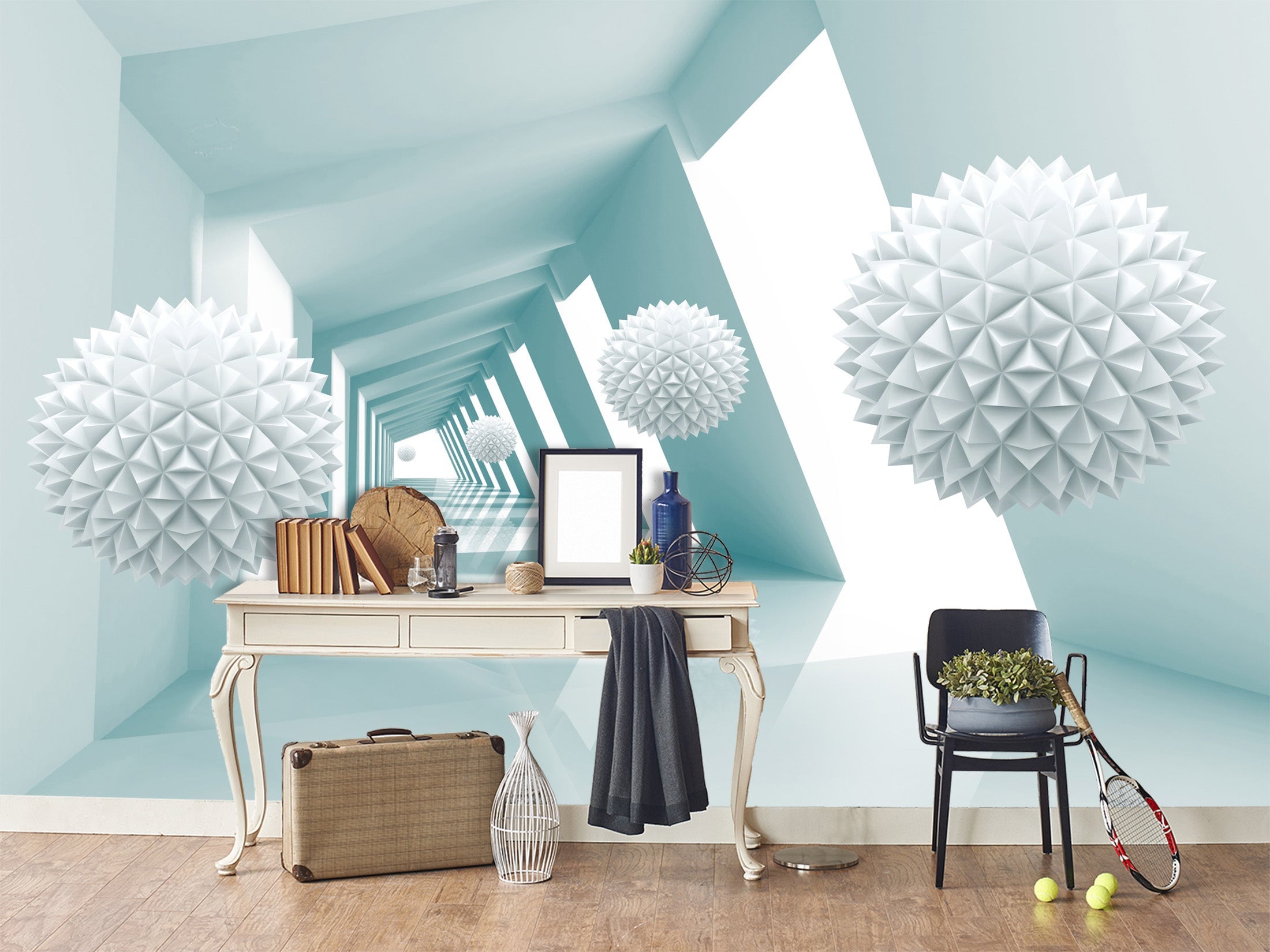 3D White Ball 101 Wall Murals Wallpaper AJ Wallpaper 2