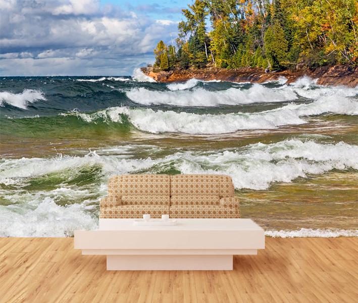 3D River Wave Green Tree Wallpaper AJ Wallpaper