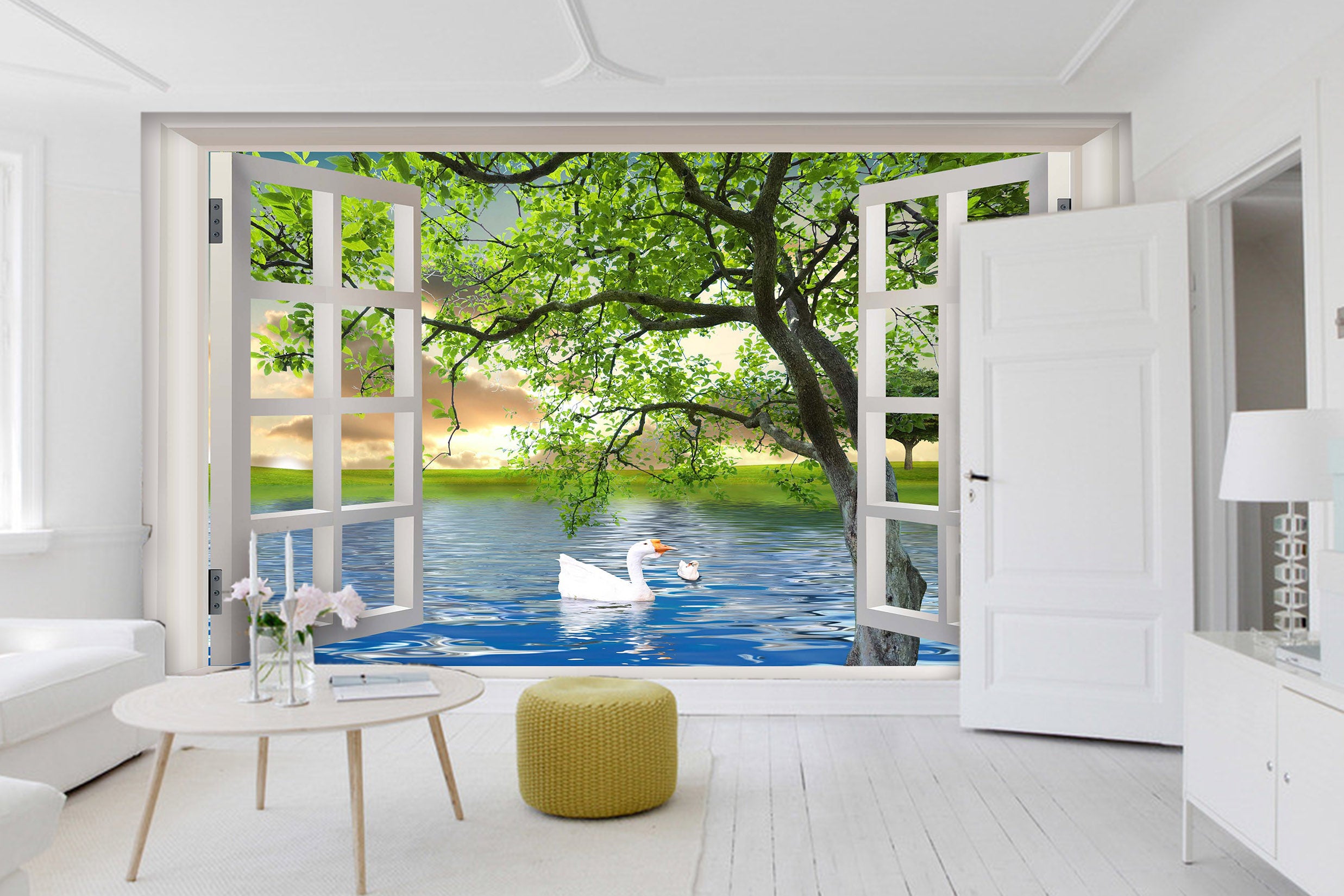 3D Swan Tree 1401 Wall Murals