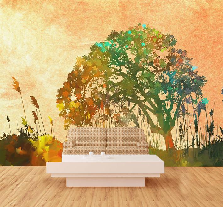 3D Color Painting Tree 683 Wallpaper AJ Wallpaper