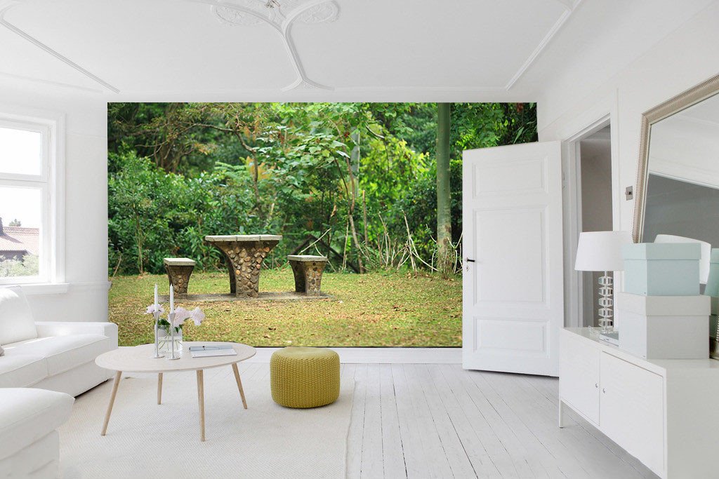 Stone Table Chairs Wallpaper AJ Wallpaper