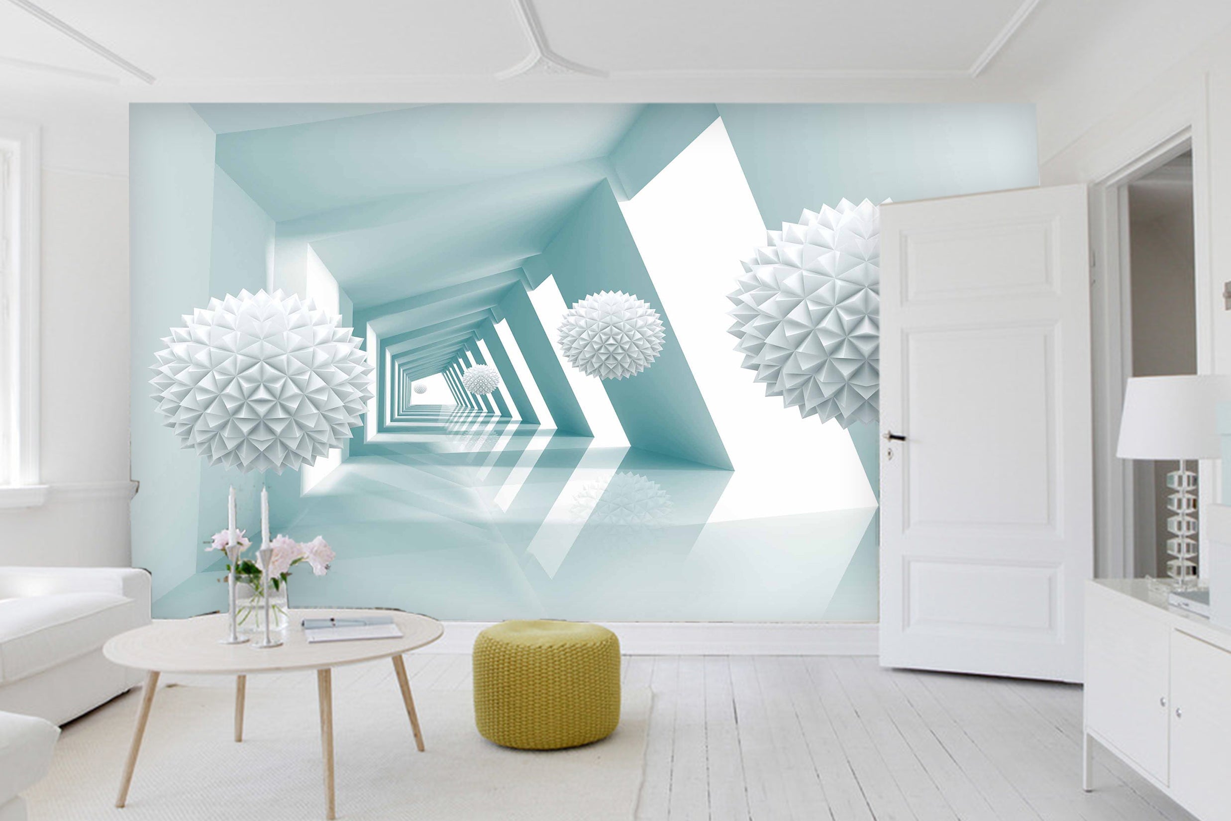 3D White Ball 043 Wall Murals Wallpaper AJ Wallpaper 2