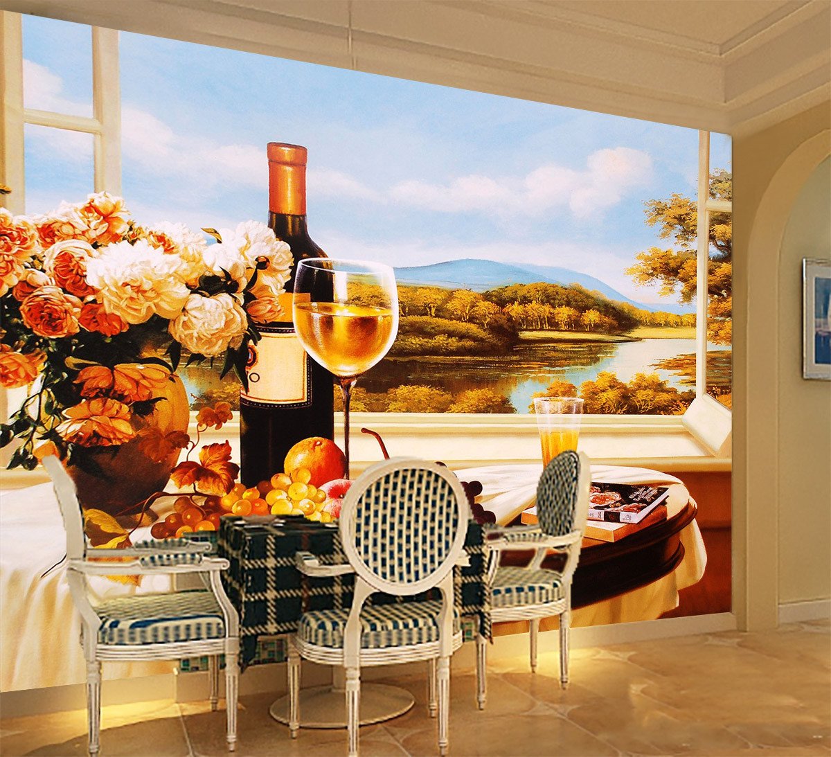 3D Yellow Wine 021 Wallpaper AJ Wallpaper