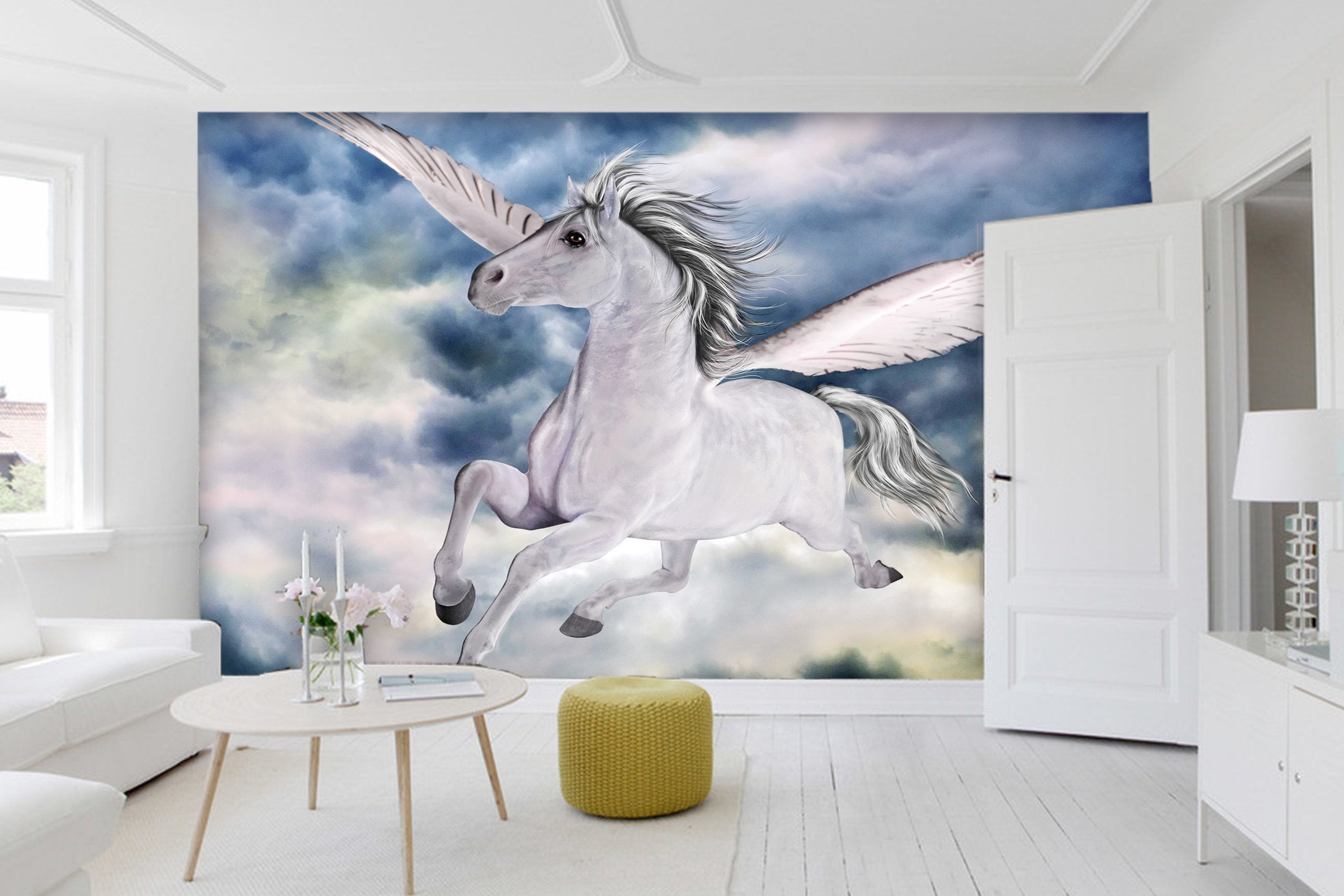 3D Cloud Flying Horse 134 Wallpaper AJ Wallpaper