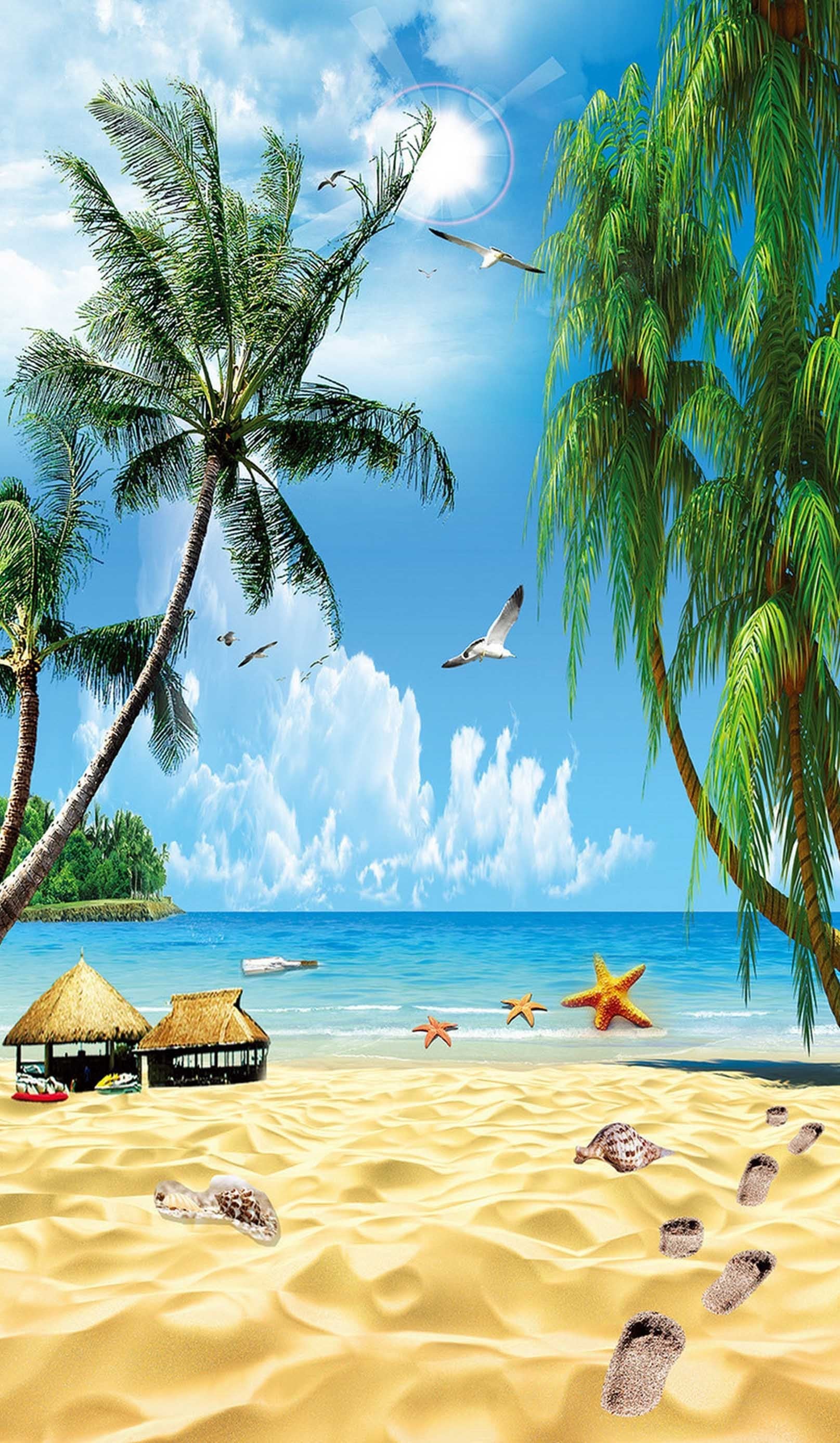 3D Sandy Beach Scenery 1522 Stair Risers Wallpaper AJ Wallpaper