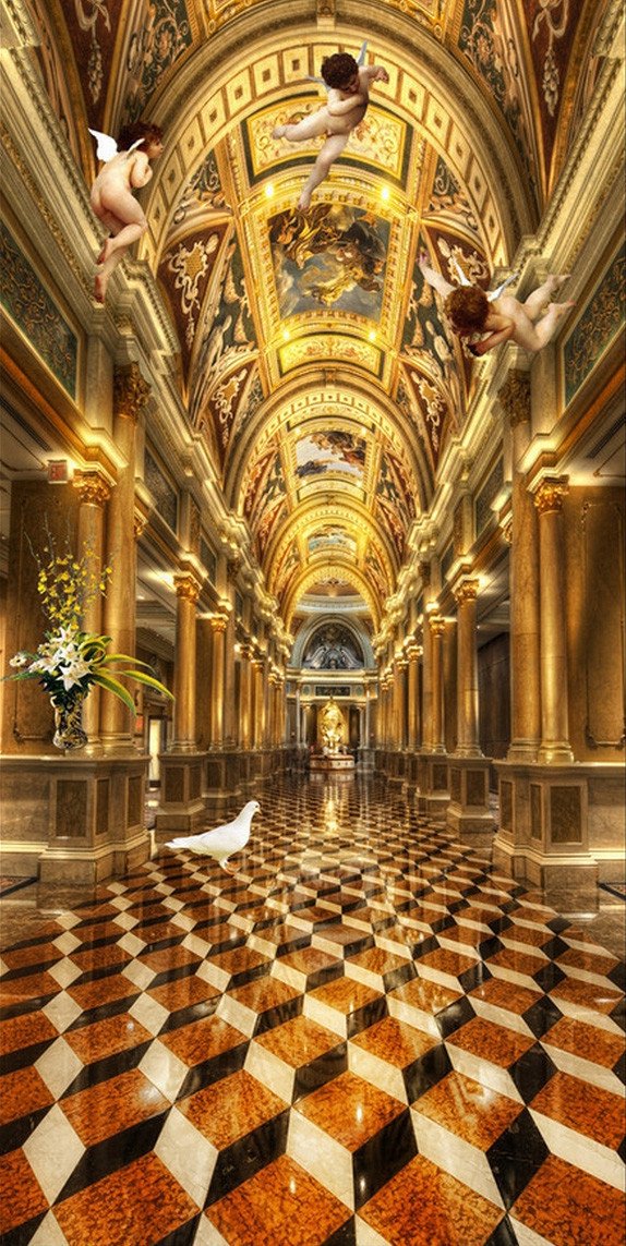 3D golden angel the dove of peace door mural Wallpaper AJ Wallpaper
