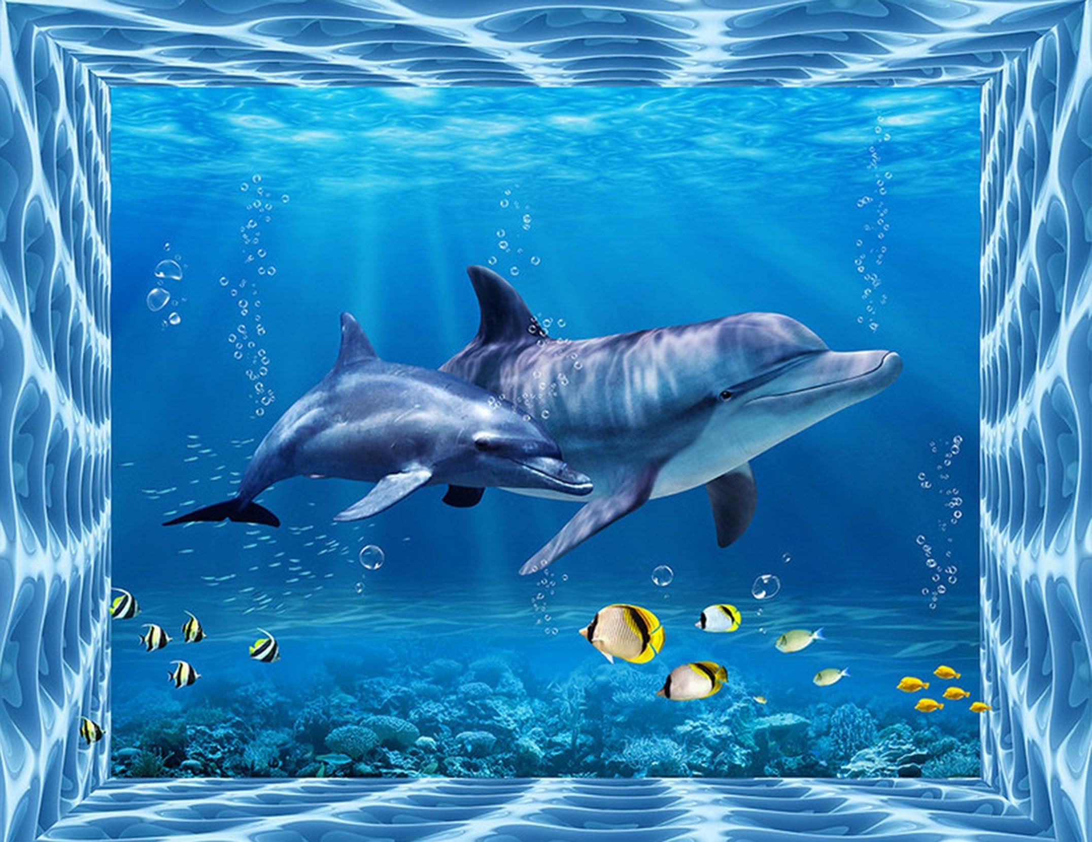 3D Ocean Dolphins 41 Garage Door Mural Wallpaper AJ Wallpaper