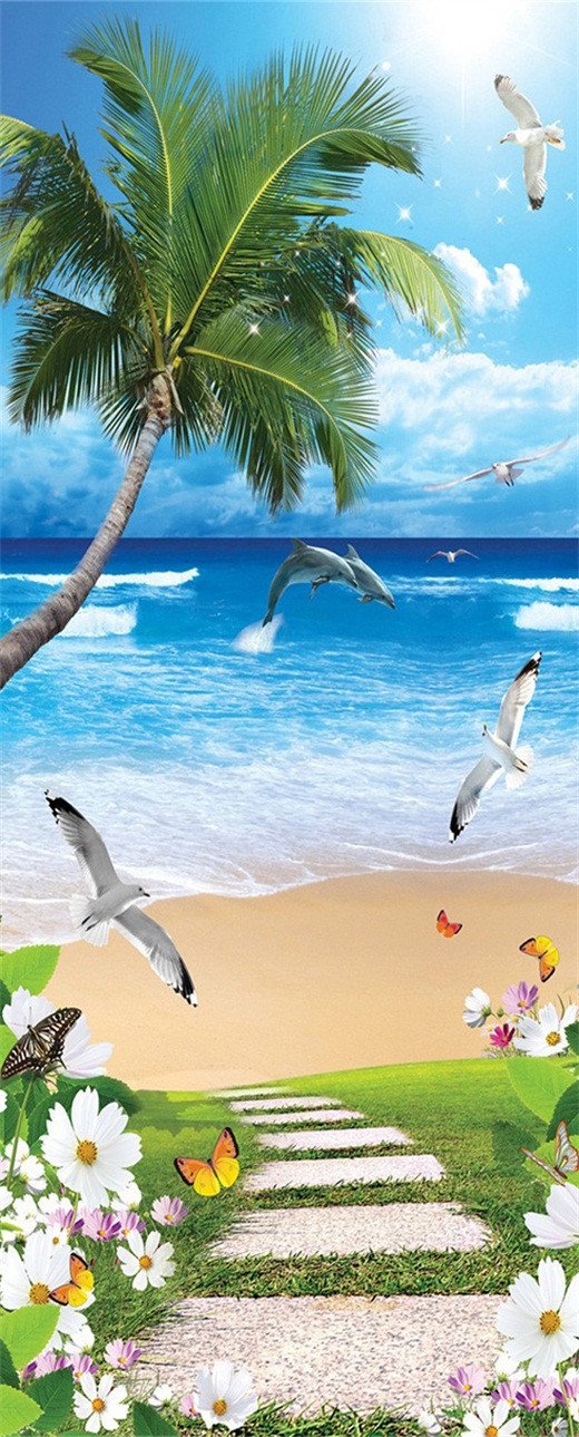 3D the sea and the seagull door mural Wallpaper AJ Wallpaper