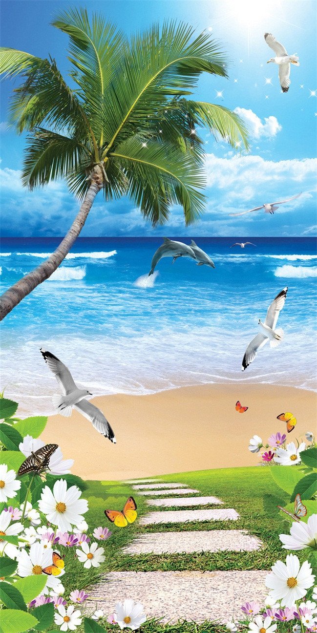 3D Lively Beach 795 Stair Risers Wallpaper AJ Wallpaper