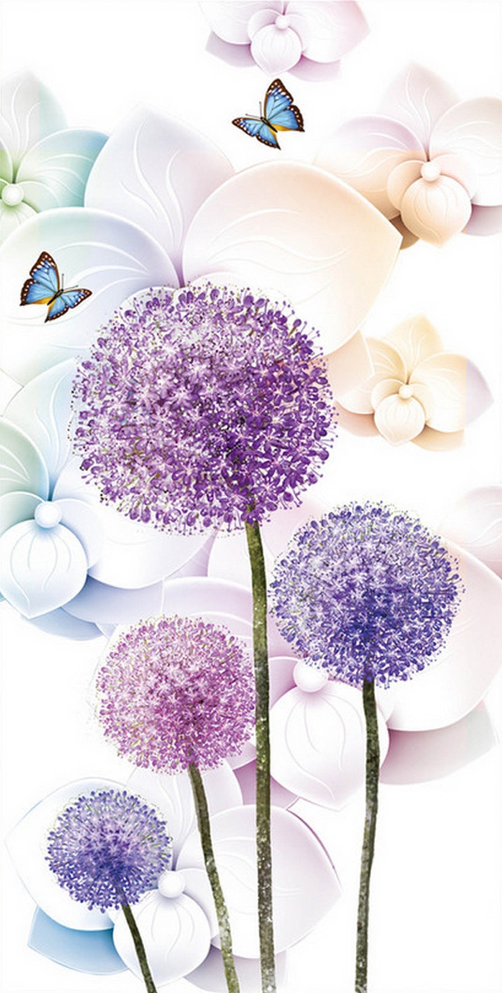 3D Flowers Butterflies 1539 Stair Risers Wallpaper AJ Wallpaper