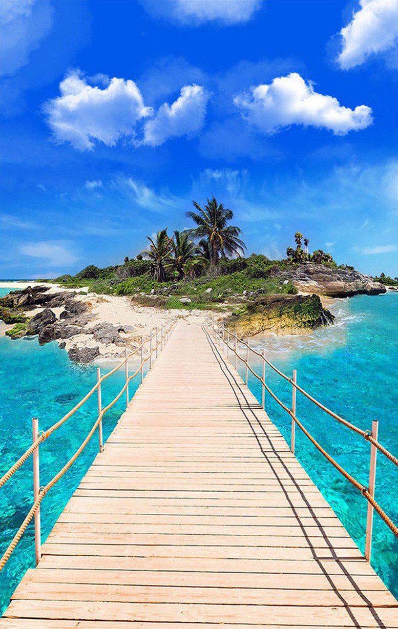 3D Islands in the sea door mural Wallpaper AJ Wallpaper