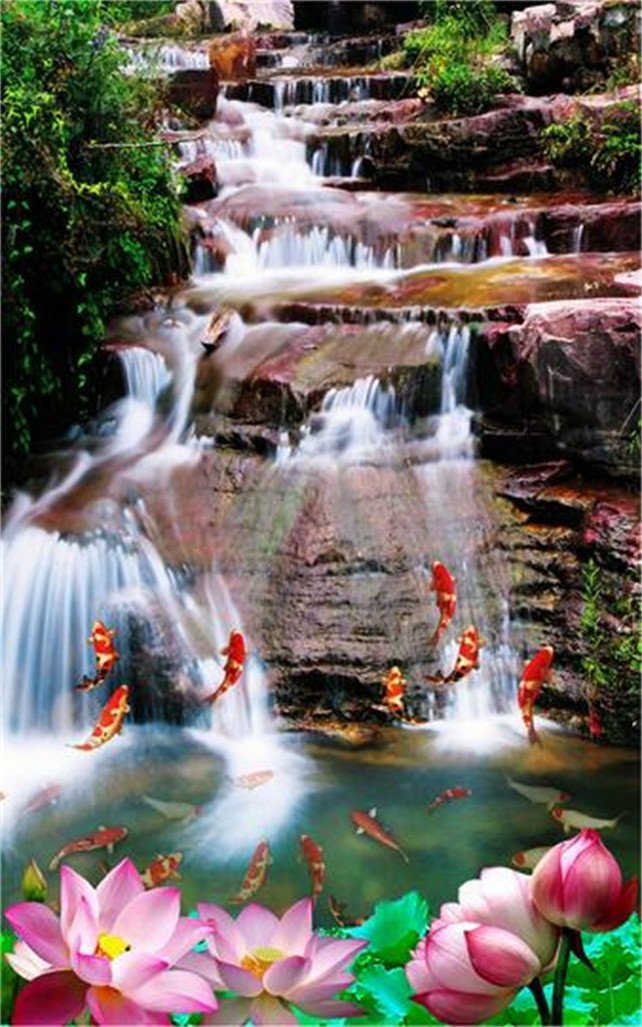 3D Stream Scenery 593 Stair Risers Wallpaper AJ Wallpaper